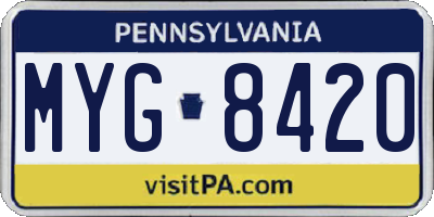 PA license plate MYG8420