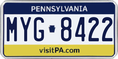 PA license plate MYG8422