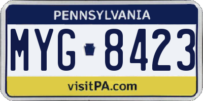 PA license plate MYG8423