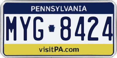 PA license plate MYG8424