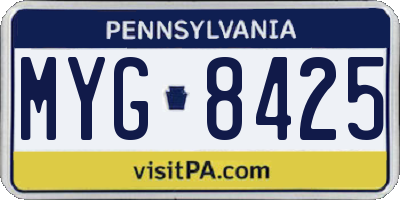 PA license plate MYG8425