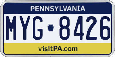 PA license plate MYG8426