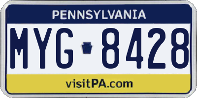 PA license plate MYG8428