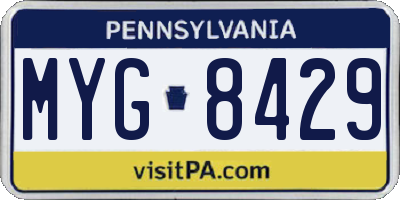 PA license plate MYG8429