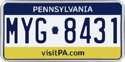 PA license plate MYG8431