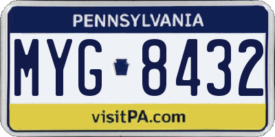 PA license plate MYG8432