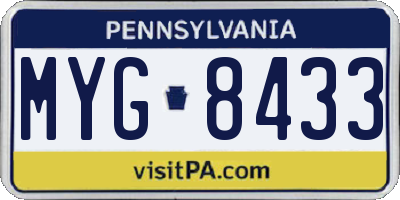 PA license plate MYG8433