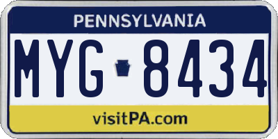 PA license plate MYG8434