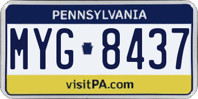 PA license plate MYG8437