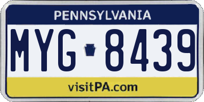PA license plate MYG8439