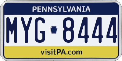 PA license plate MYG8444