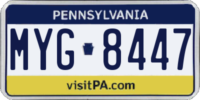 PA license plate MYG8447