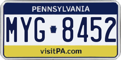 PA license plate MYG8452