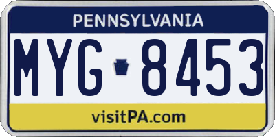 PA license plate MYG8453