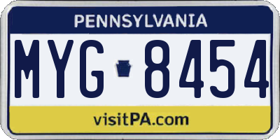 PA license plate MYG8454