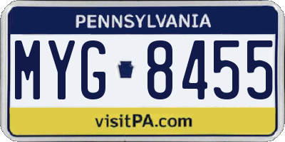 PA license plate MYG8455