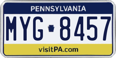 PA license plate MYG8457