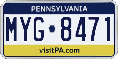 PA license plate MYG8471