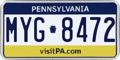 PA license plate MYG8472