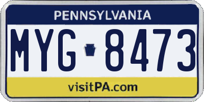PA license plate MYG8473