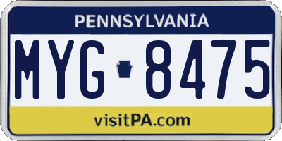 PA license plate MYG8475