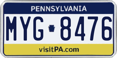 PA license plate MYG8476
