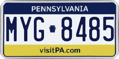 PA license plate MYG8485
