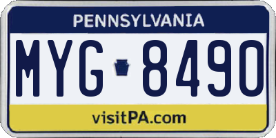 PA license plate MYG8490