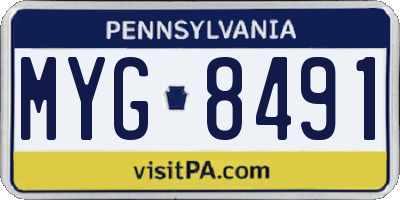 PA license plate MYG8491