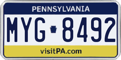 PA license plate MYG8492