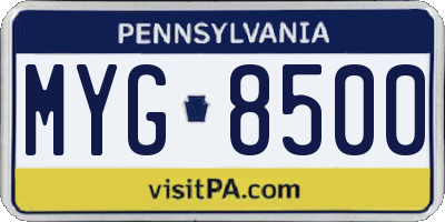 PA license plate MYG8500