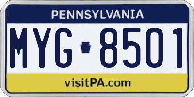 PA license plate MYG8501