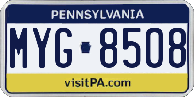 PA license plate MYG8508
