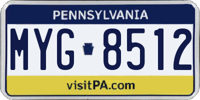 PA license plate MYG8512