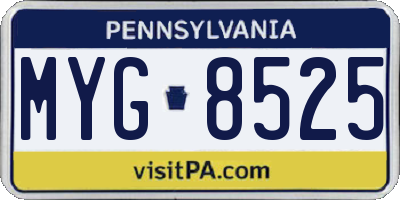 PA license plate MYG8525