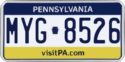 PA license plate MYG8526