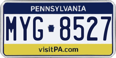 PA license plate MYG8527