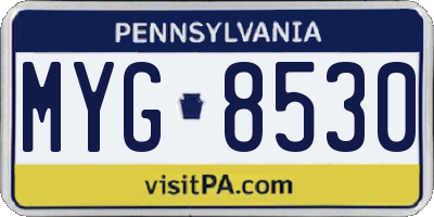 PA license plate MYG8530