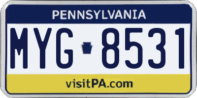 PA license plate MYG8531