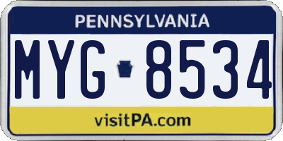 PA license plate MYG8534