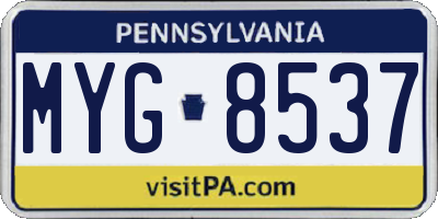 PA license plate MYG8537