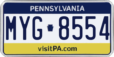 PA license plate MYG8554
