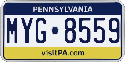 PA license plate MYG8559