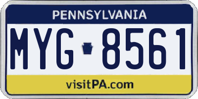 PA license plate MYG8561