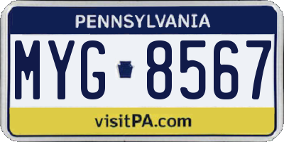 PA license plate MYG8567