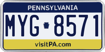 PA license plate MYG8571