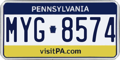 PA license plate MYG8574