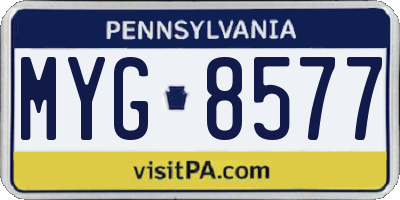 PA license plate MYG8577