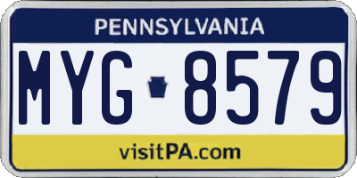 PA license plate MYG8579