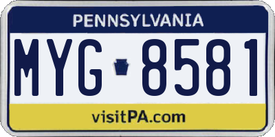 PA license plate MYG8581